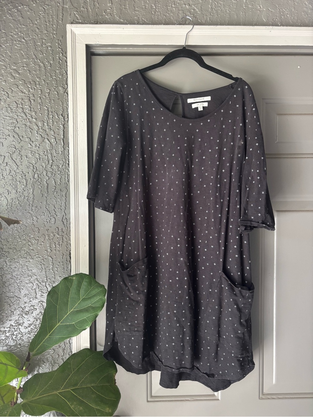 Black Patterned Dress with Pockets - Known Supply 100% Cotton!